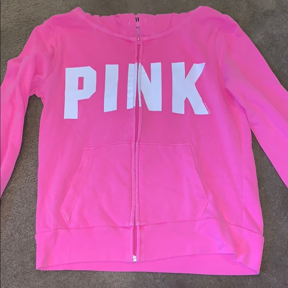 “PINK” got pink zip up hoodie